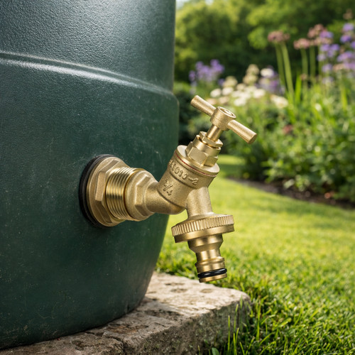 Brass water butt - 3/4", tap