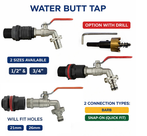 Rain barrel tap kit 3 - rain, 3/4
