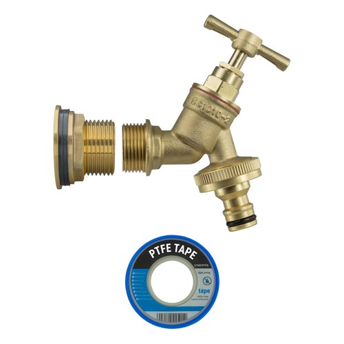 Brass water butt tap kit - butt, quick