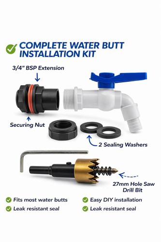 Bsp water butt tap - bsp, kit